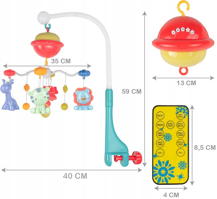 KARUZELKA KARUZELA DO ŁÓŻECZKA PROJEKTOR POZYTYWKA Z PILOTEM DLA DZIECI