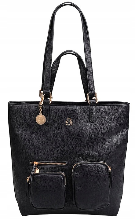 LuluCastagnette Klasyczna TOREBKA damska A4 Na ramię Do ręki Miś CZARNA