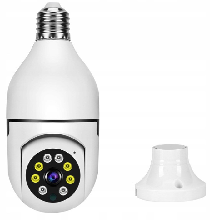 Mini Kamera WiFi w Żarówce Wewnętrzna Android Iphone Obrotowa Żarówka