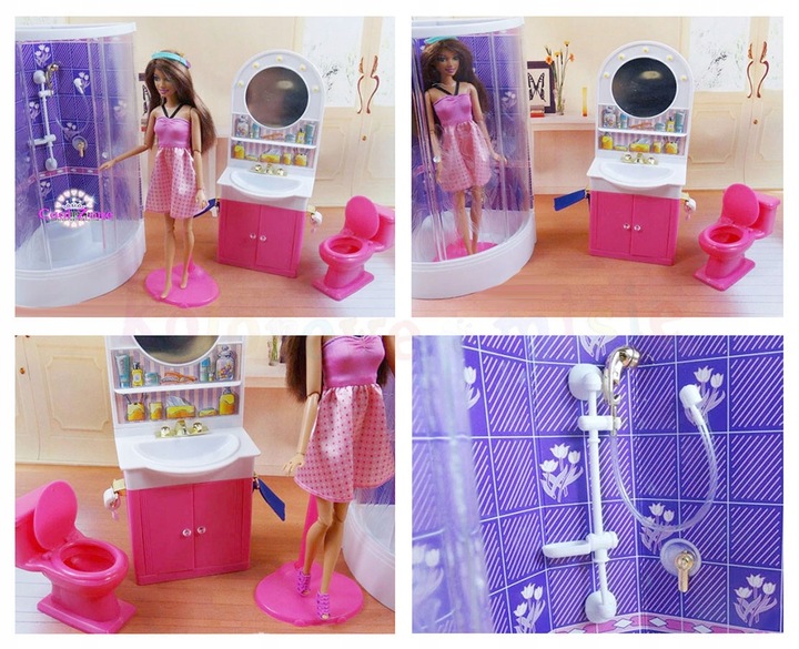 ŁAZIENKA 0604 meble do domku domek dla lalek lalka sedes prysznic akcesoria