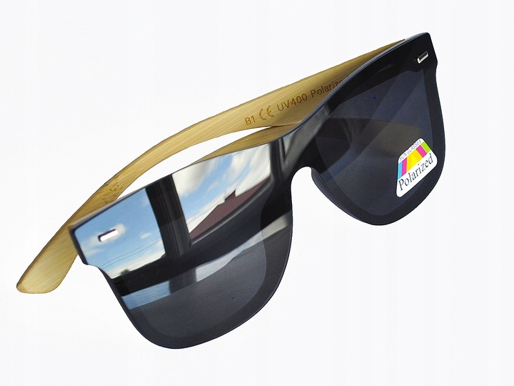 OKULARY DREWNIANE POLARYZACYJNE LUSTRZANKI ETUI