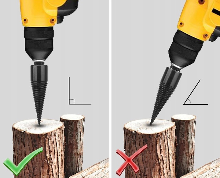 Świder do Drewna Opałowego Wiertło Stożek Łuparka 32 mm 42 mm + Rękawiczki