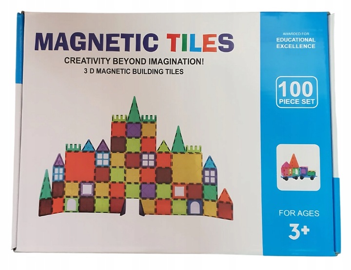 KLOCKI MAGNETYCZNE Duże Magnetic Tiles 3D Konstrukcyjne zestaw XXL 100 el