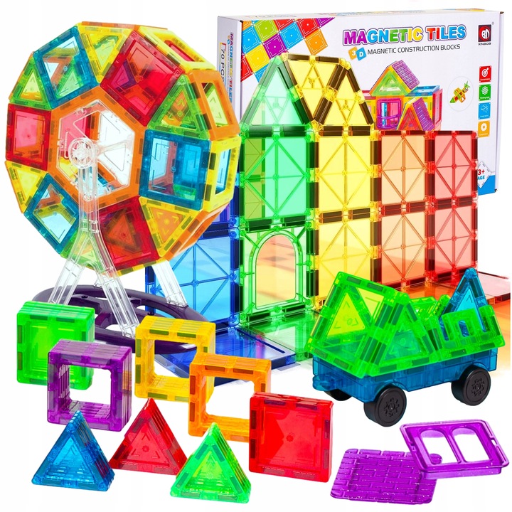 KLOCKI MAGNETYCZNE Duże 3D Magnetic Tiles Konstrukcyjne zestaw XXL 80 el