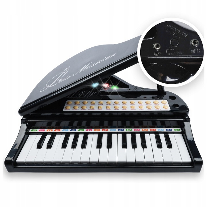 PIANINKO DLA DZIECI EDUKACYJNE ORGANKI NAUKA GRY MIKROFON PIANINO + TABORET