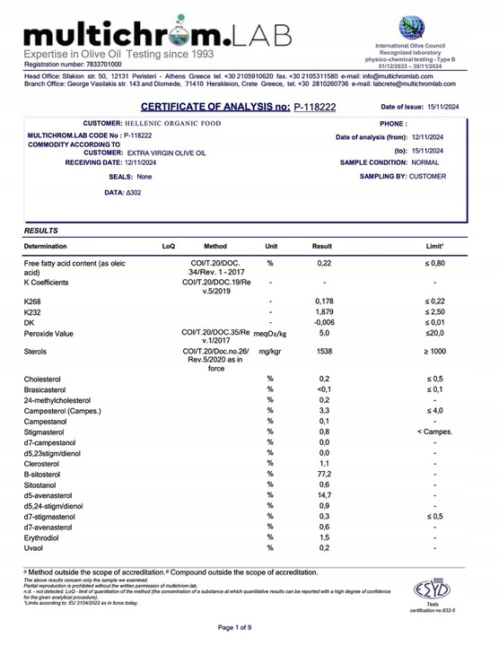 Oliwa z oliwek ZE WSI niefiltrowana Extra Virgin wytrawna 0.2% 5 L