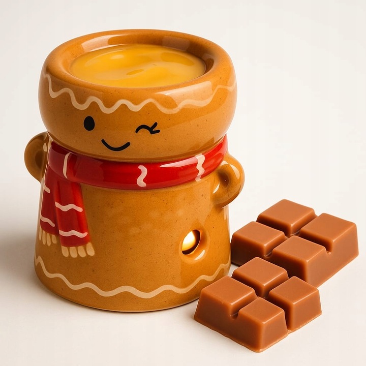 Ceramiczny kominek + wosk zapachowy piernik Mikołaj kominek tealight GRATIS