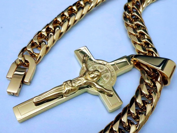 ZŁOTY KRZYŻ KRZYŻYK NA ŁAŃCUSZEK PRAWDZIWA STAL CHIRURGICZNA 316L ORYGINAŁ