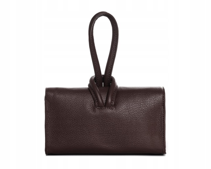 WŁOSKA SKÓRZANA KOPERTÓWKA TOREBKA WIZYTOWA SOLOME FLORA BRĄZOWA WIECZOROWA