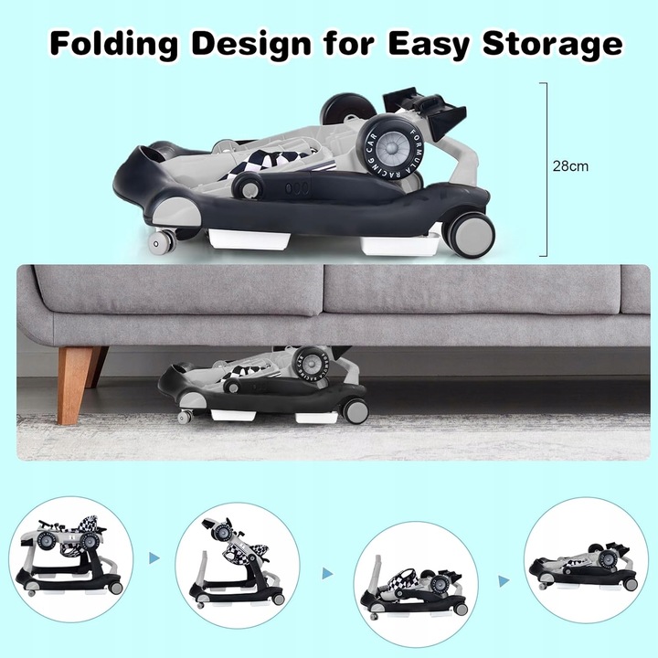 Chodzik dla dziecka 4 w 1, regulacja prawna ze względu na muzykę, szary