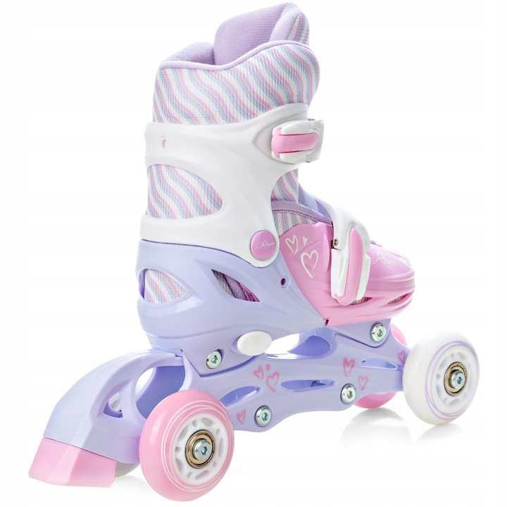 Rolki Wrotki Regulowane 3w1 RAVEN Loret Lila/Pink 34-37 Kółka LED