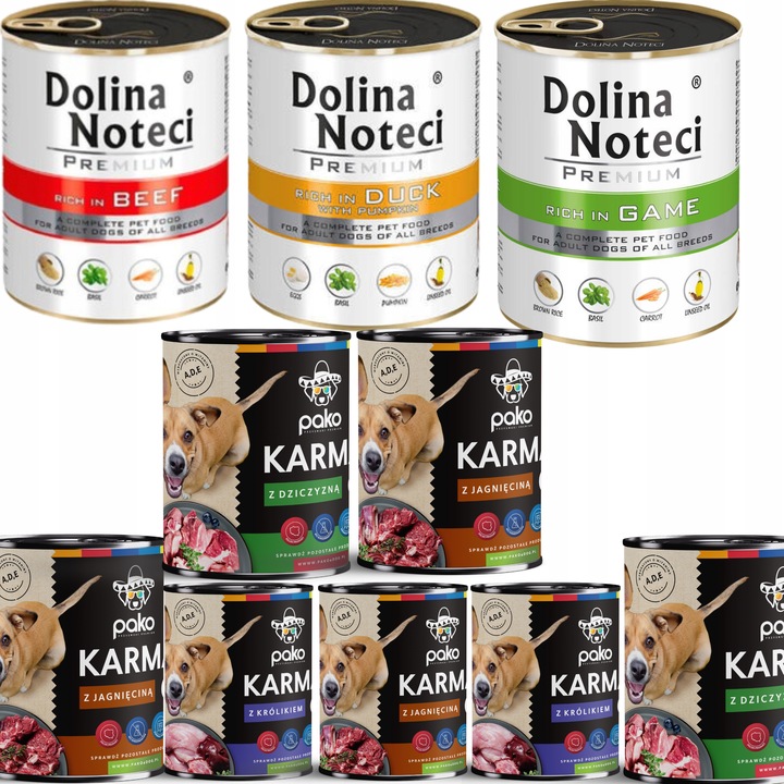 DOLINA NOTECI PREMIUM PAKO MIX SMAKÓW KARMA MOKRA PSA PSÓW 800g x 10 SZTUK