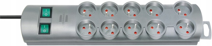 Listwa zasilająca 10 gniazd srebr. 2m BRENNENSTUHL