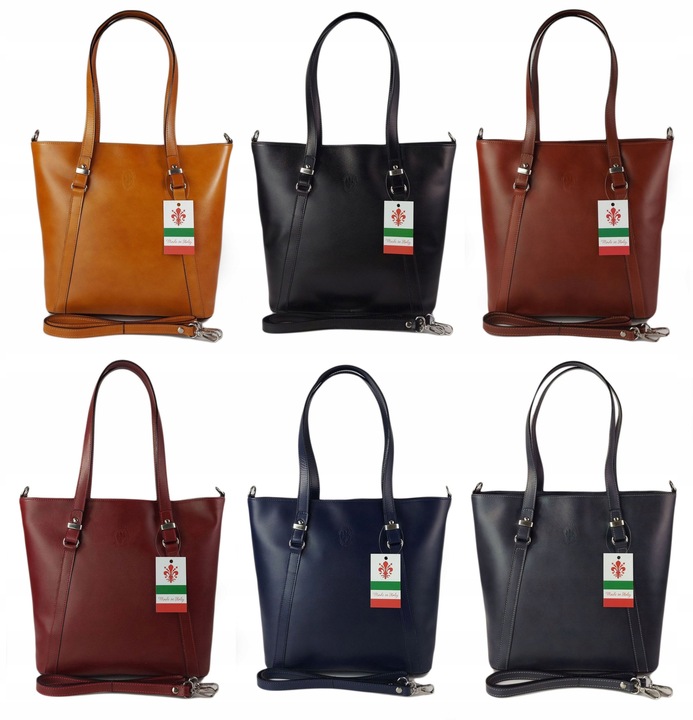 Duża włoska torba A4 skóra kufer kłódka Czarna