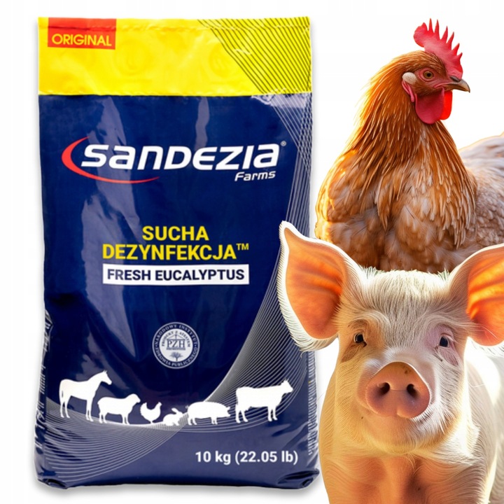 SANDEZIA SUCHA DEZYNFEKCJA 10KG DRÓB NIOSKI KURNIK WIRUSY BAKTERIE POSYPKA