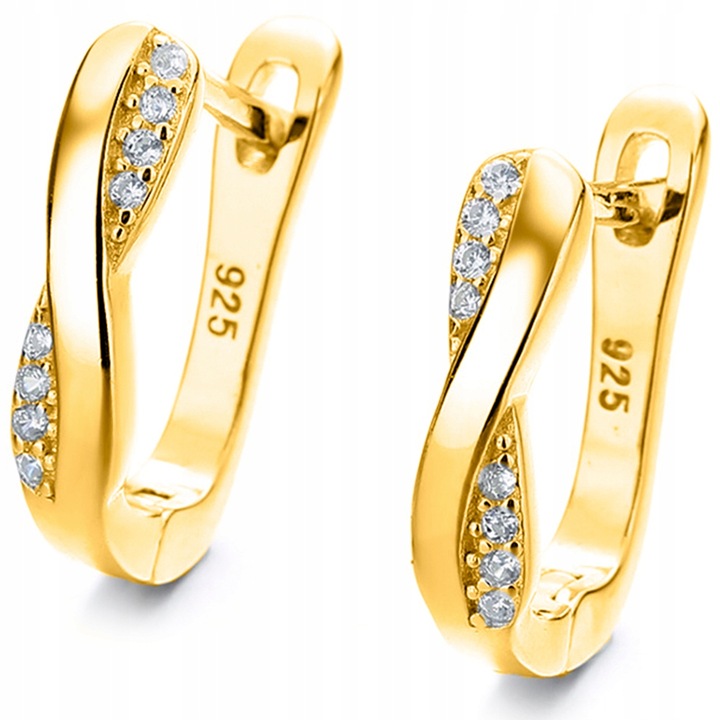 Kolczyki srebrne angielskie damskie kolczyki srebro próba 925 pozłacane