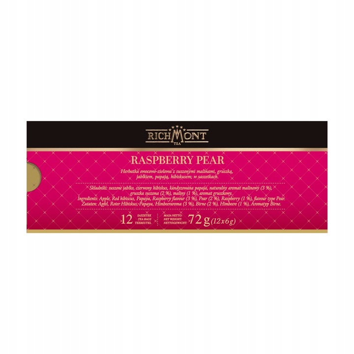 Herbata Richmont Raspberry Pear 12 Saszetek w Zestawie Szklanka Hot