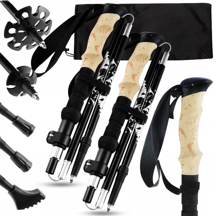 KIJE TREKKINGOWE SKŁADANE KIJKI W GÓRY DO TURYSTYCZNE REGULOWANE ALUMINIOWE