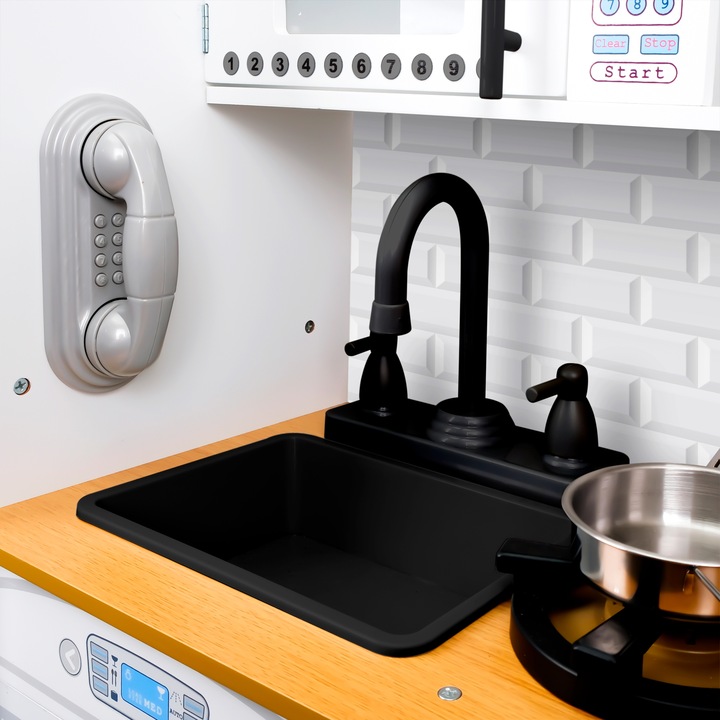 DUŻA KUCHNIA DREWNIANA XXL dla Dzieci EDUKACYJNA AKCESORIA+oświetlenie LED