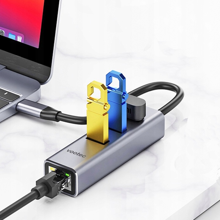 ADAPTER HUB KARTA SIECIOWA ETHERNET LAN USB 1000 Mbps RJ45 GIGABIT SZYBKA