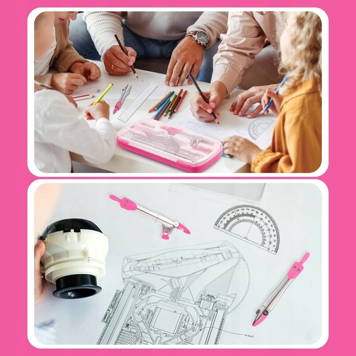 ZESTAW GEOMETRYCZNY 10 ELEMENTÓW CYRKIEL LINIJKI DO KREŚLENIA DO RYSOWANIA