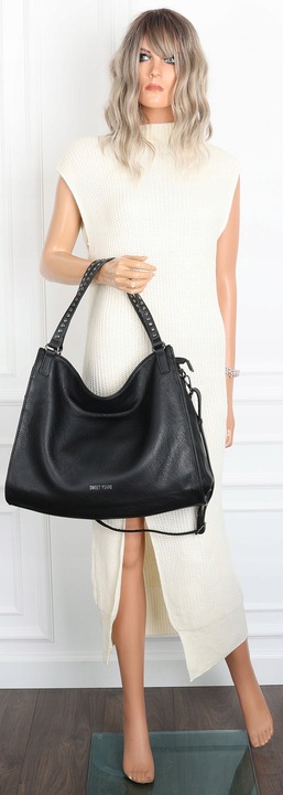 Torebka Damska Shopper worek modna duża lekka torba A4 na Ramię 6867 Czarna