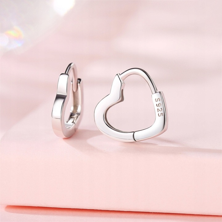 KOLCZYKI Srebrne PRÓBA 925 Serca SREBRO Angielskie Zapiecie Damskie