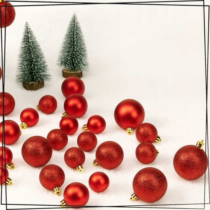 ZESTAW BOMBKI CHOINKOWE PLASTIKOWE CHOINKĘ CZERWONE NIETŁUKĄCE ŚWIĄTECZNE