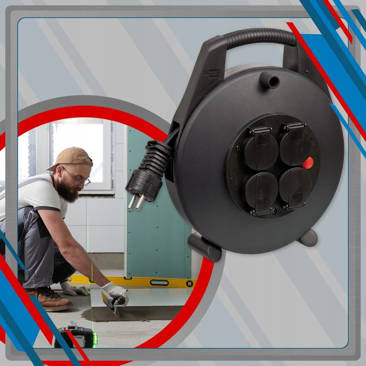 Przedłużacz bębnowy mini na bębnie 4 gniazda kabel 8 m Brennenstuhl