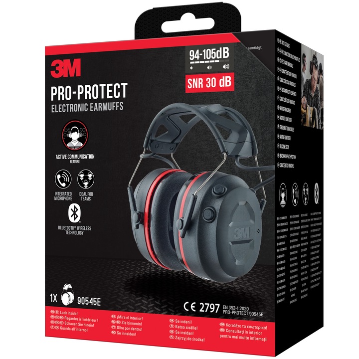 3M Pro-Protect nauszniki Bluetooth słuchawki ochronne SNR 30 dB czarne