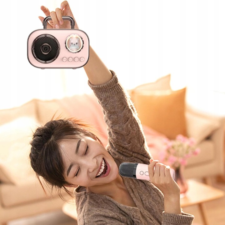 Bezprzewodowy Zestaw do Karaoke dla Dzieci Głośnik Bluetooth + 2 Mikrofony