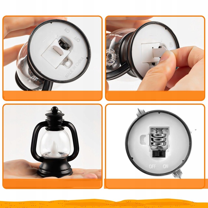 12 szt Mini Latarni w Stylu Vintage, Olejowa, Wisząca Latarnia Naftowa,LED