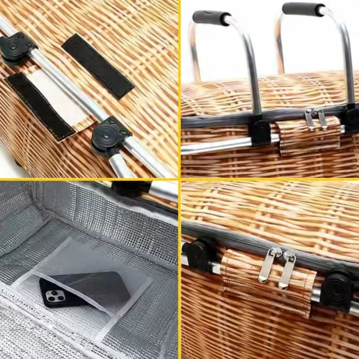 Torba kosz termiczny wiklinowy piknikowy koszyk na piknik zakupy składany