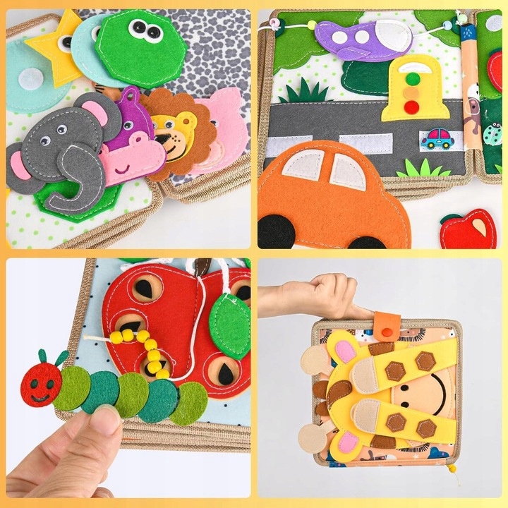 Tablica Manipulacyjna Sensoryczna Montessori Książeczka Zabawka Edukacyjna