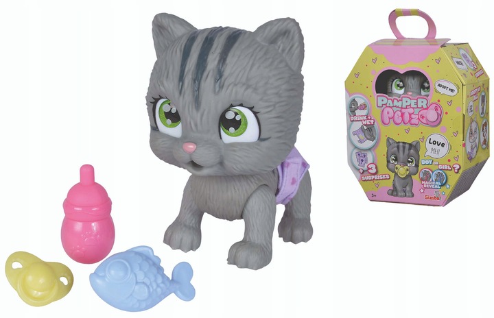 PAMPER PETZ KOTEK INTERAKTYWNY PIJE SIKA PIELUSZKOWY GANG + BUTELKA SMOCZEK