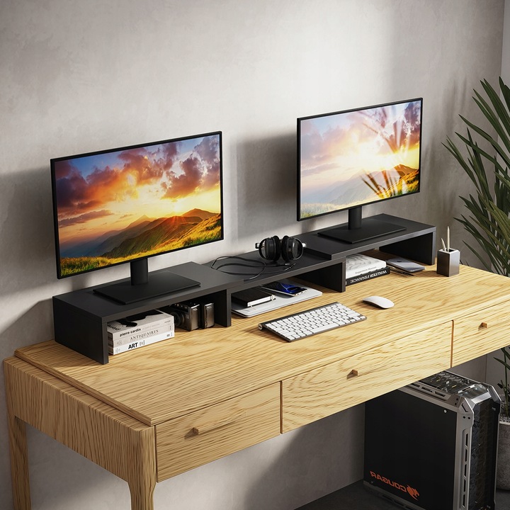 PODSTAWKA POD MONITOR PODWÓJNA REGULOWANA DŁUGOŚĆ, podnosi ekran o: 12,6 cm