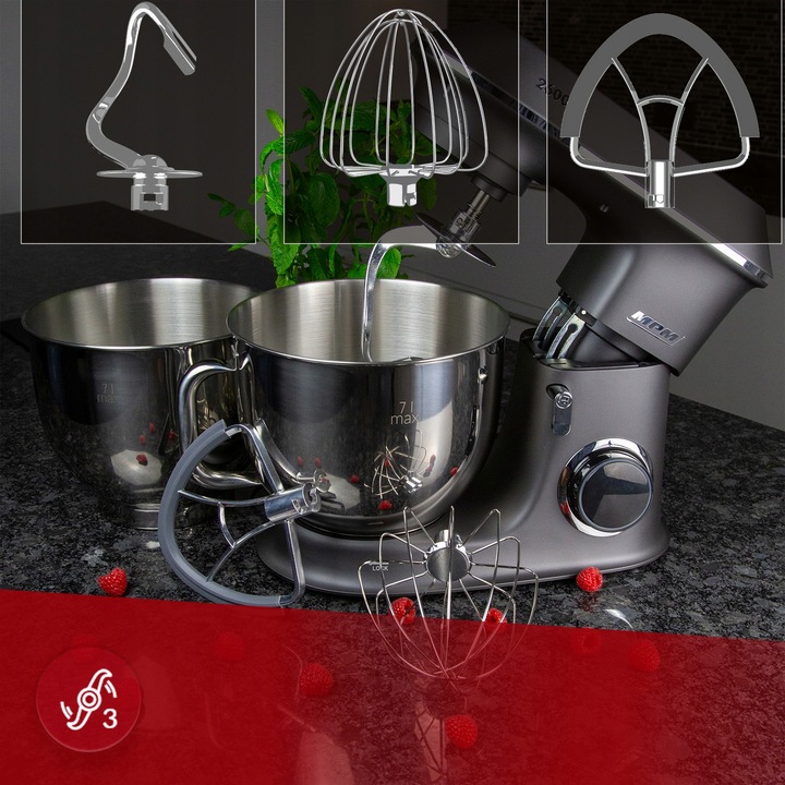 Robot planetarny kuchenny 2 misy w zestawie MPM MRK-20 2600 W