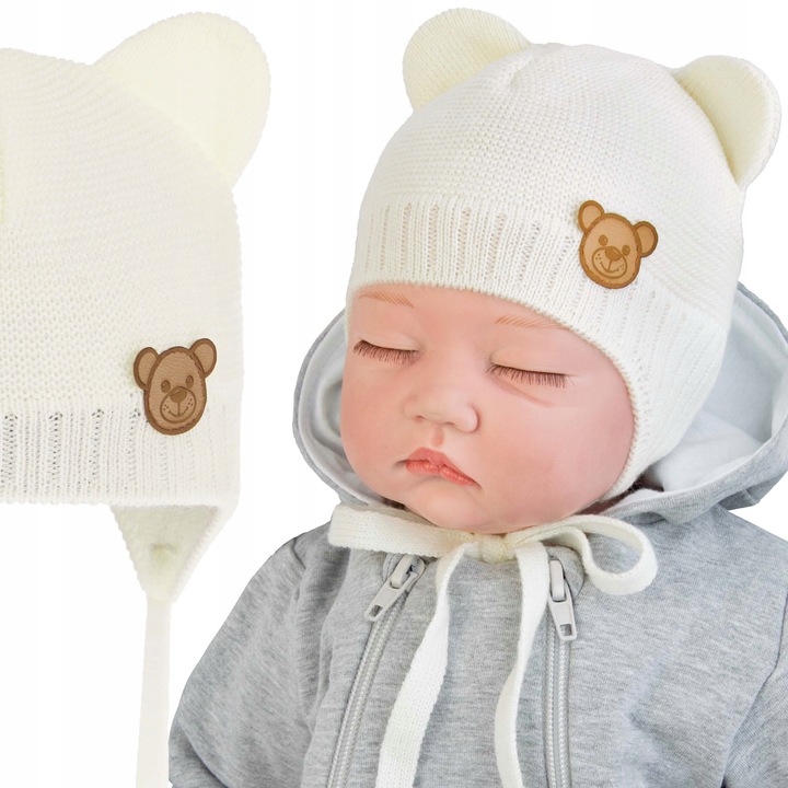 Czapka CZAPECZKA NIEMOWLĘCA dla niemowlaka Z USZAMI wiosna jesień 38-40