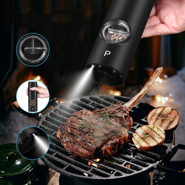 USB ŁADOWANIE ELEKTRYCZNY MŁYNKÓW DO SOLI I PIEPRZU, 2X MŁYNEK DO PRZYPRAW