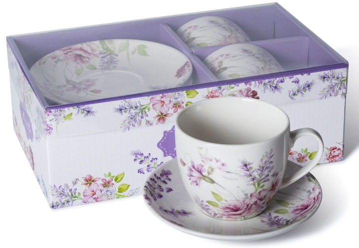 LIVELLO KOMPLET 2 FILIŻANEK PORCELANOWYCH ZE SPODKIEM 250 ML / 14 CM KWIATY