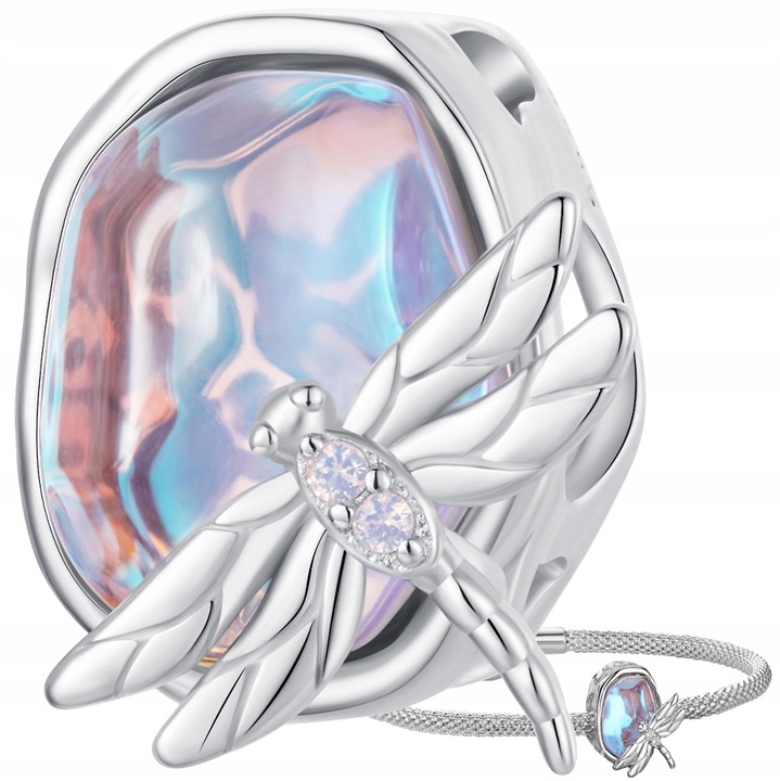 CHARMS WAŻKA NA KAMIENIU OPAL srebro pr 925 koralik ZAWIESZKA SREBRNA BEADS
