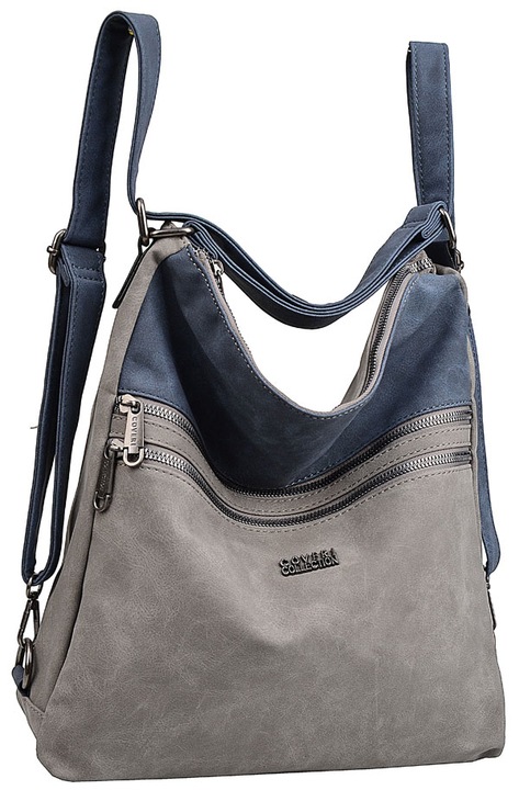 COVERI TOREBKA damska WOREK PLECAK A4 kieszonki 2 W 1 niebieski SZARY