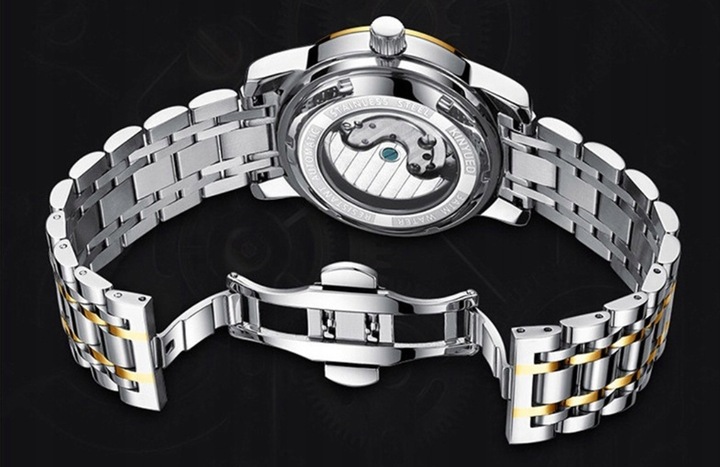 ZEGAREK MECHANICZNY MĘSKI AUTOMATYCZNY LUKSUSOWY DATOWNIK + PUDEŁKO