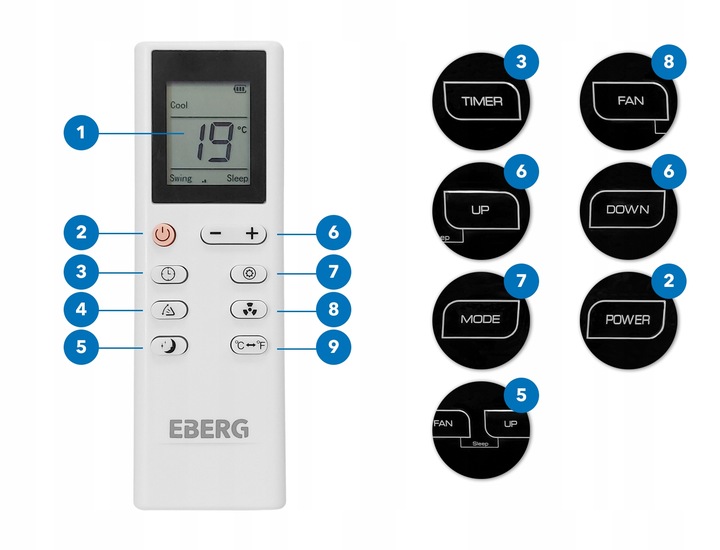 Klimatyzator przenośny ENVA 3,5 kW 4w1 WiFi osuszacz 56l/24h pompa ciepła