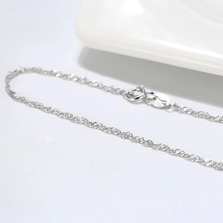 SREBRNY ŁAŃCUSZEK SPLOT SINGAPUR 42 cm 47 cm 52cm Włoski Kręcony SREBRO 925