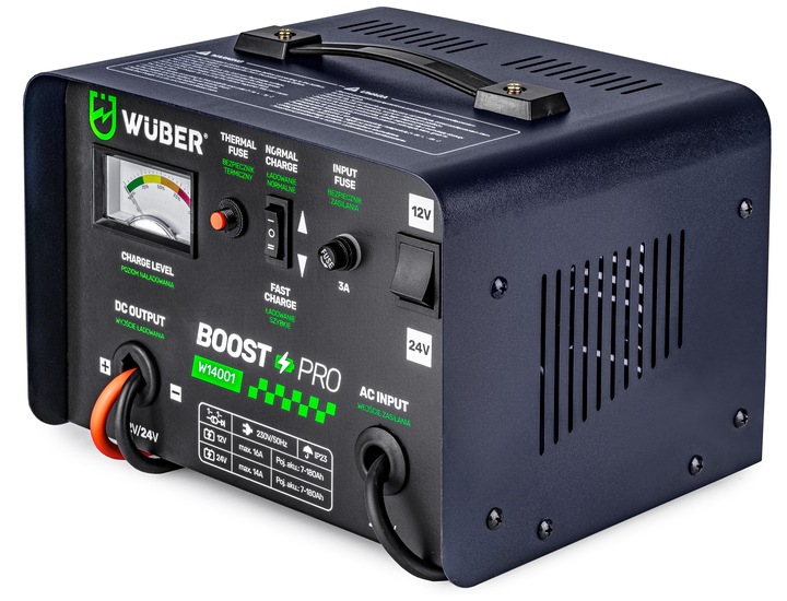 PROSTOWNIK AKUMULATOROWY 16A SAMOCHODOWY 7-180AH DO ŁADOWANIA 12V24V WUBER
