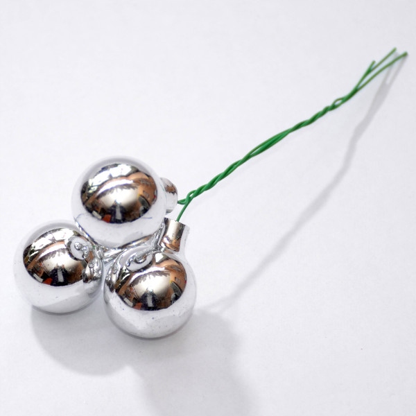 Bombki szklane na druciku SREBRNE 2cm/144szt