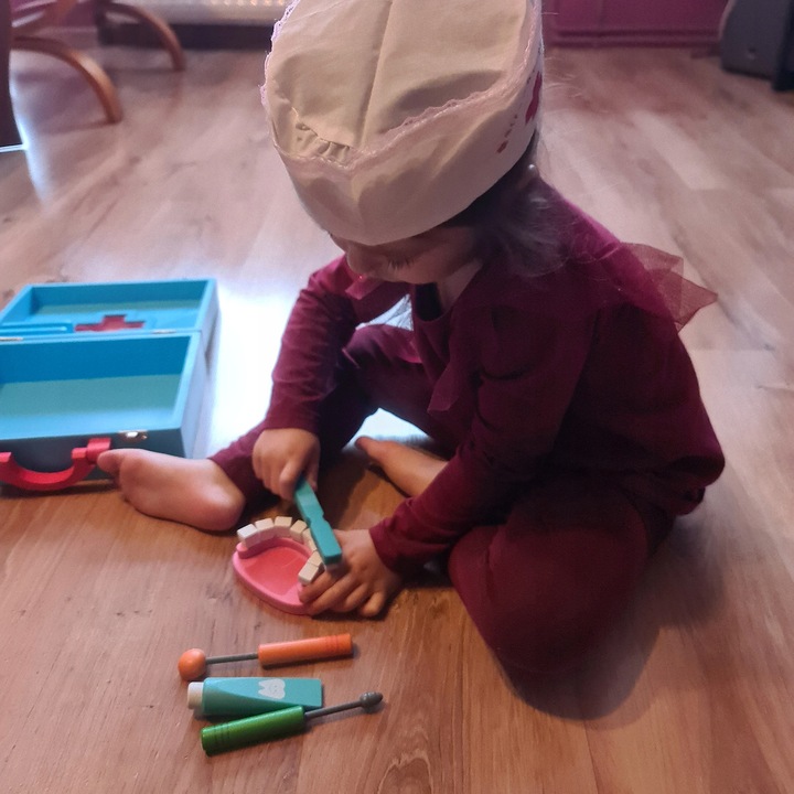 Drewniany Zestaw Małego Doktora Lekarz Dentysta dla Dzieci Prezent