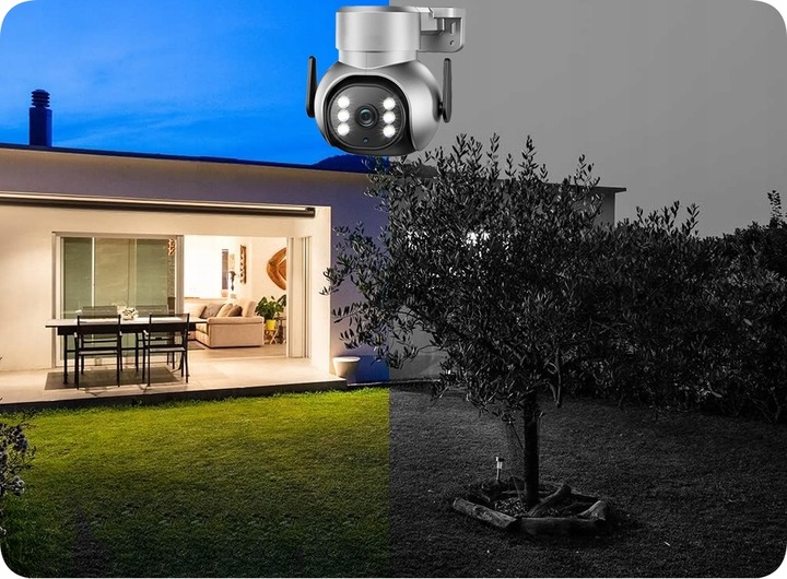 ZEWNĘTRZNA KAMERA OBROTOWA IP 4MPx 4MP WiFi ZOOM APLIKACJA SZARA