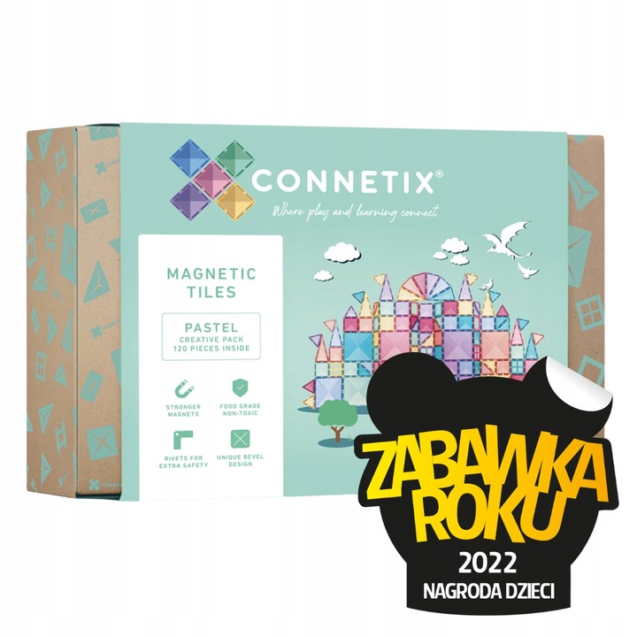 Klocki Magnetyczne konstrukcyjne duże 120 el. CONNETIX Pastel Creative Pack